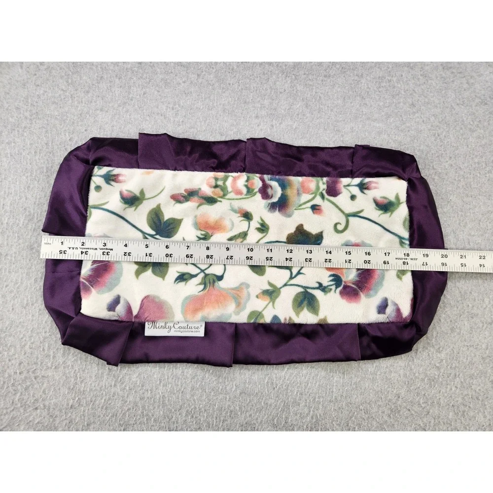 Minky Couture Ultra‎ Plush Mini Baby Security Blanket Purple Satin Trim 20